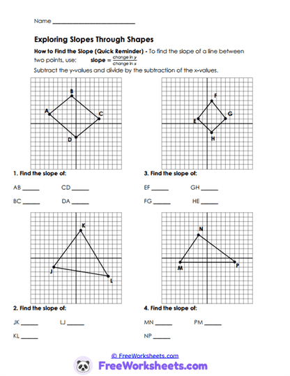 Shape Slopes Worksheet
