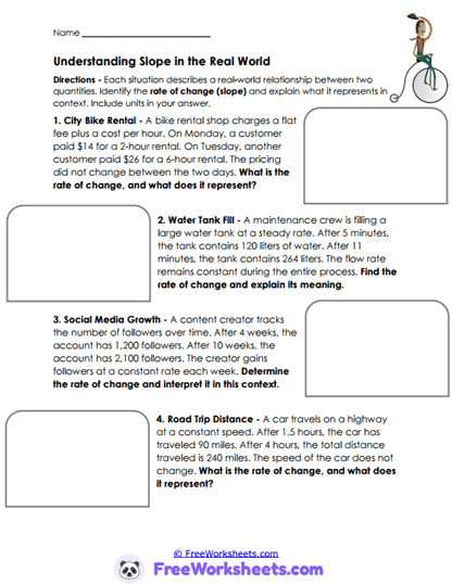 Slope Direction Worksheet
