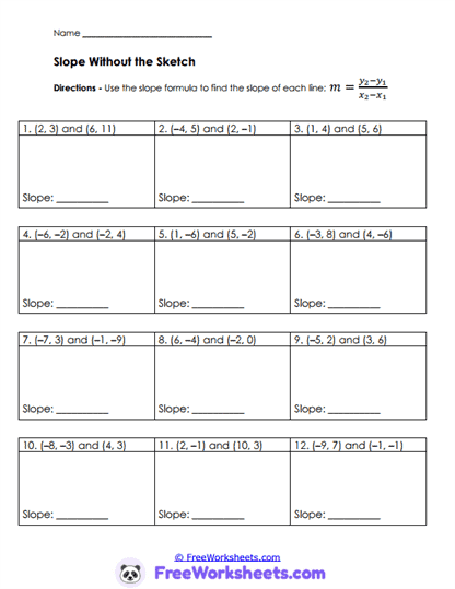 Formula Slopes Worksheet