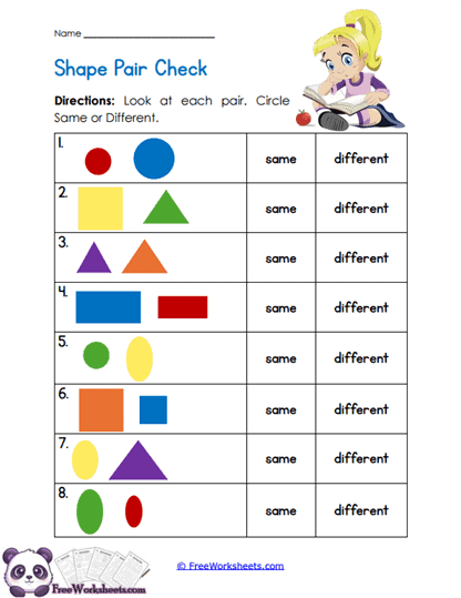 Shape Compare Worksheet