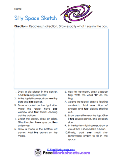 Silly Space Sketch Worksheet