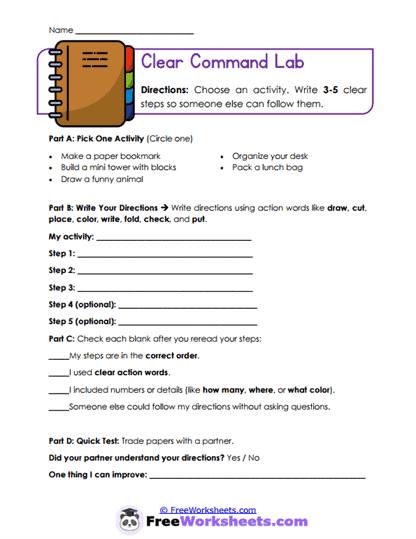 Clear Command Lab Worksheet