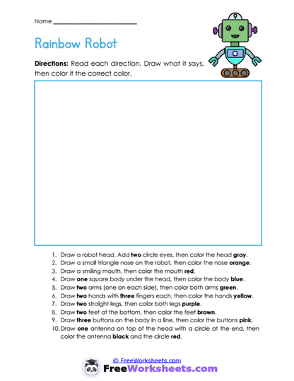 Rainbow Robot Worksheet