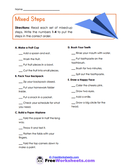 Mixed Steps Worksheet