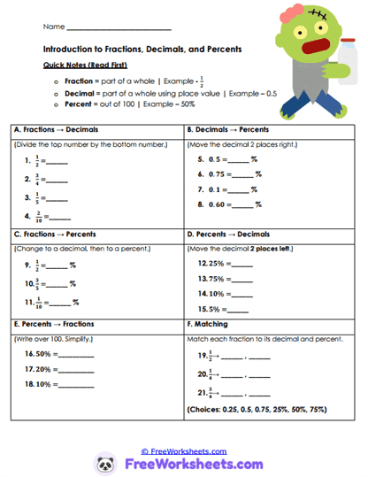 Value Connections Worksheet