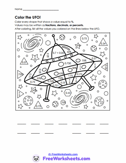 UFO Values Worksheet