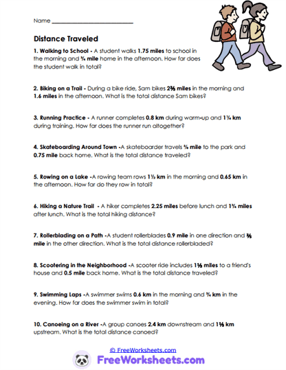 Distance Mix Worksheet