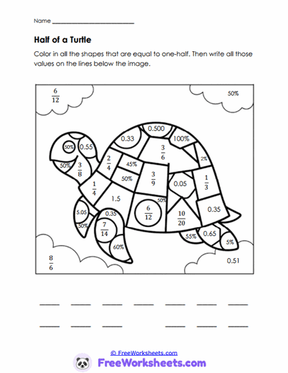 Turtle Half Worksheet