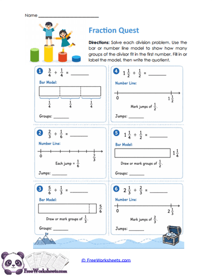 Fraction Models Worksheet