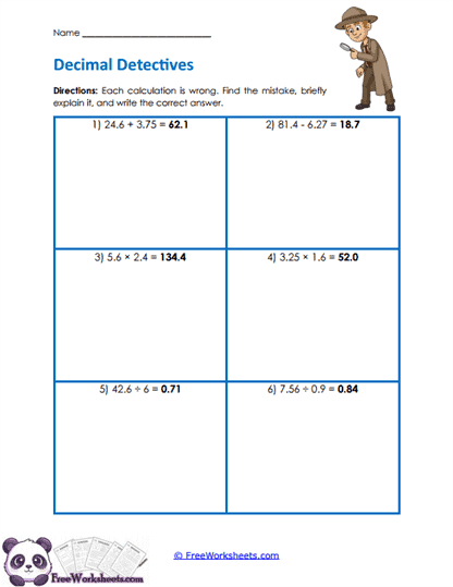 Error Analysis Worksheet