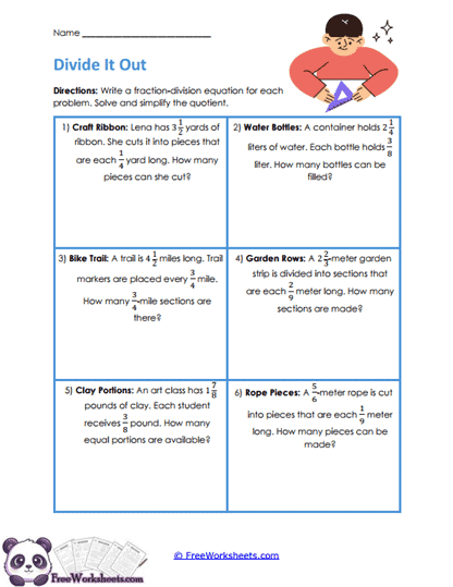 Fraction Situations Worksheet