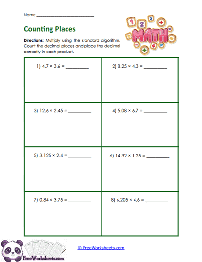 Place Products Worksheet
