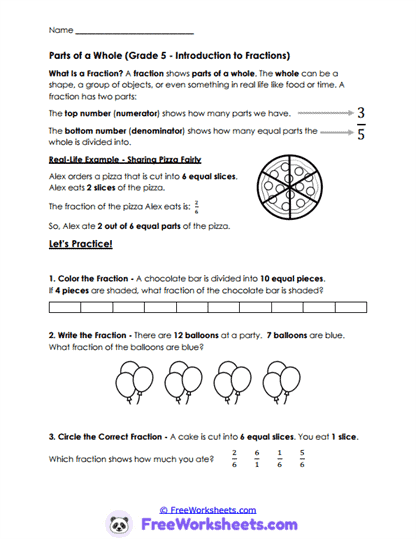 Fraction Basics Worksheet