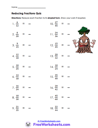 Fraction Checkup Worksheet
