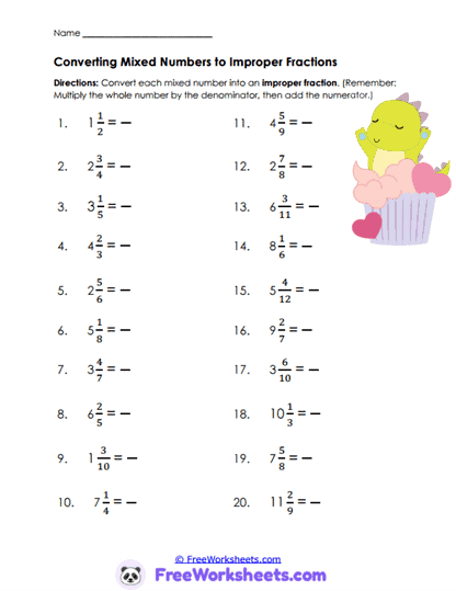 Fraction Changes Worksheet