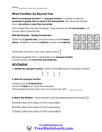 Beyond One Worksheet
