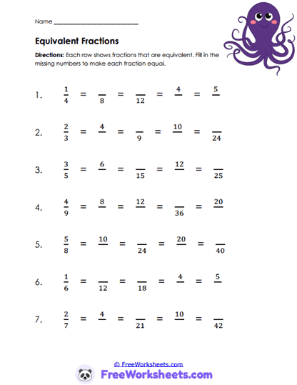 Fraction Pairs Worksheet