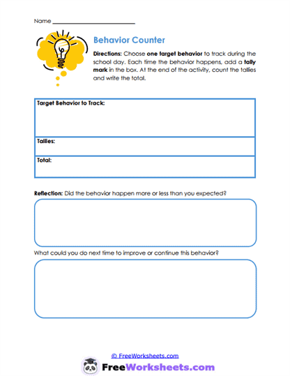 Behavior Count Worksheet
