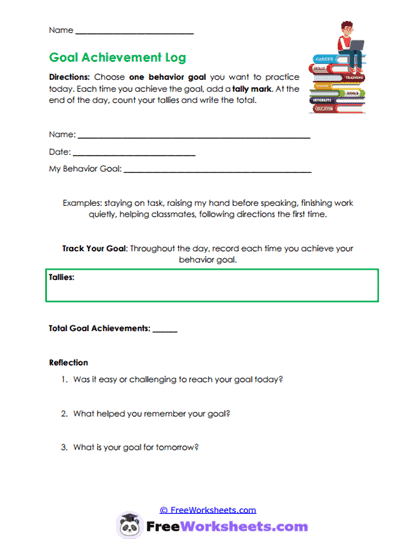 Goal Counts Worksheet