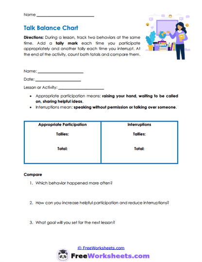 Talk Balance Worksheet