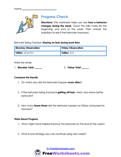 Weekly Progress Worksheet