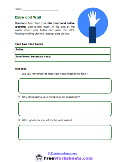 Hand Raising Worksheet