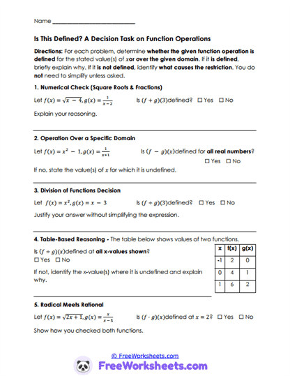 Defined Decisions Worksheet