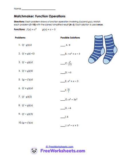 Function Match Worksheet