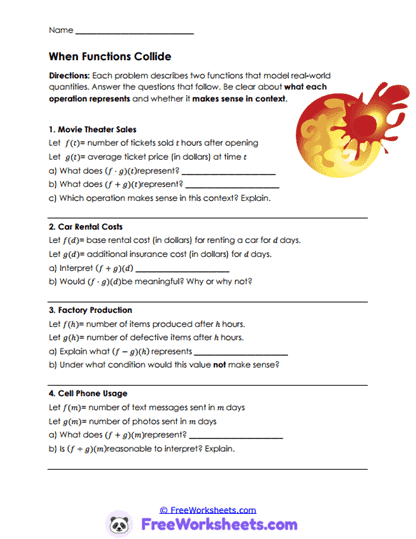 Real Functions Worksheet