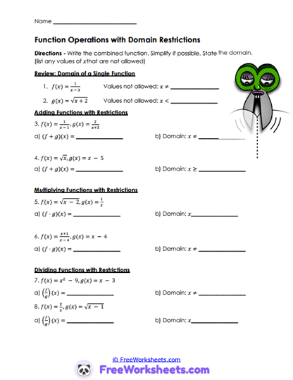 Restricted Domains Worksheet