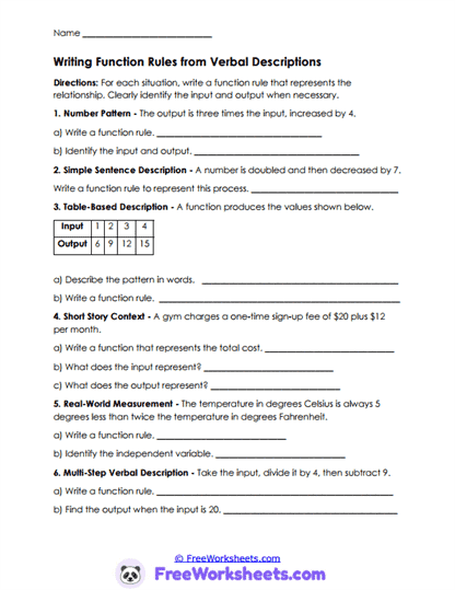 Rule Writing Worksheet