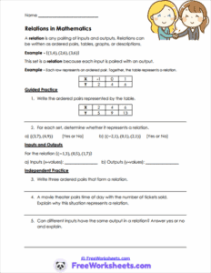 Functions and Relations Worksheets - FreeWorksheets.Com