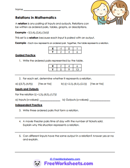 Relation Skills Worksheet