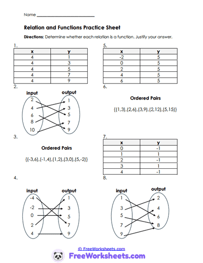 Function Check Worksheet