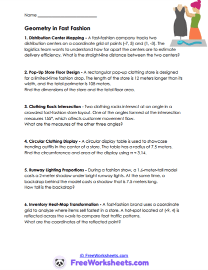 Fashion Figures Worksheet