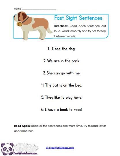 Sight Sentences Worksheet