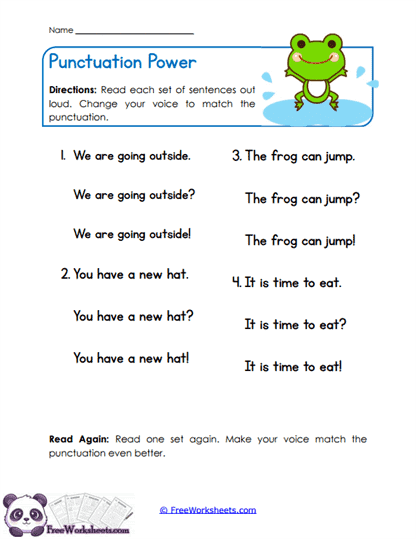 Punctuation Voices Worksheet