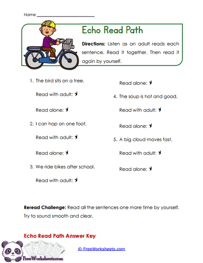 Echo Reading Worksheet