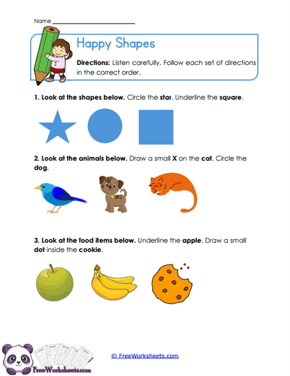 Happy Shapes Worksheet