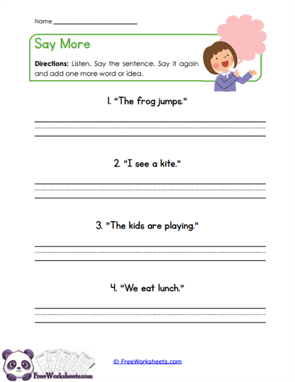 Say More Worksheet