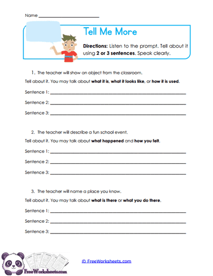 Tell Me More Worksheet