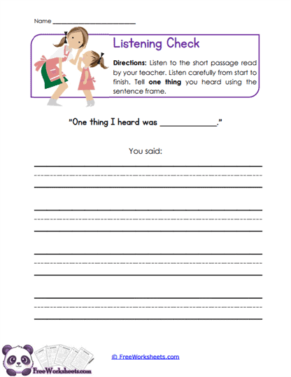 Listening Check Worksheet
