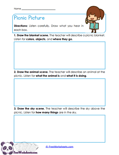 Picnic Picture Worksheet