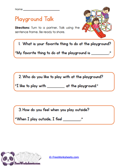 Playground Talk Worksheet