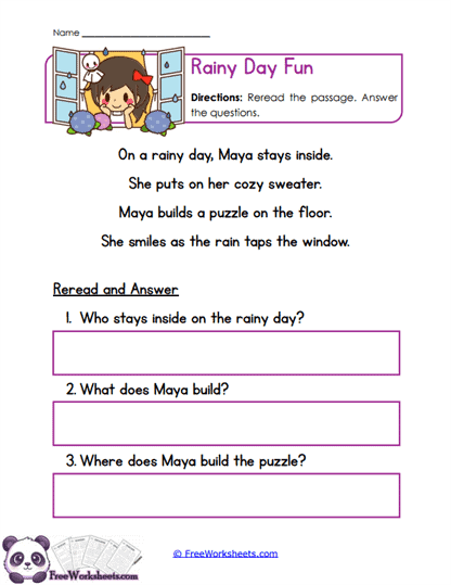 Rainy Details Worksheet
