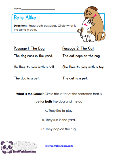 Pet Compare Worksheet