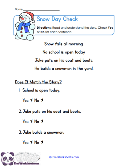 Snow Check Worksheet