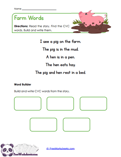 Farm Phonics Worksheet