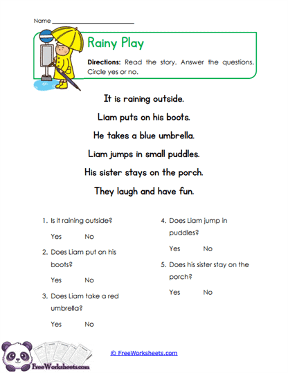 Rainy Answers Worksheet