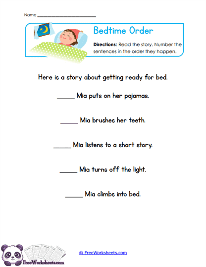 Bedtime Sequence Worksheet